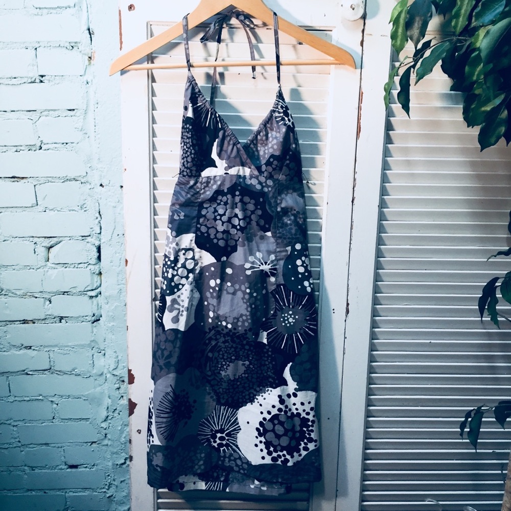 H&M Patterned Shades of Gray Halter Dress